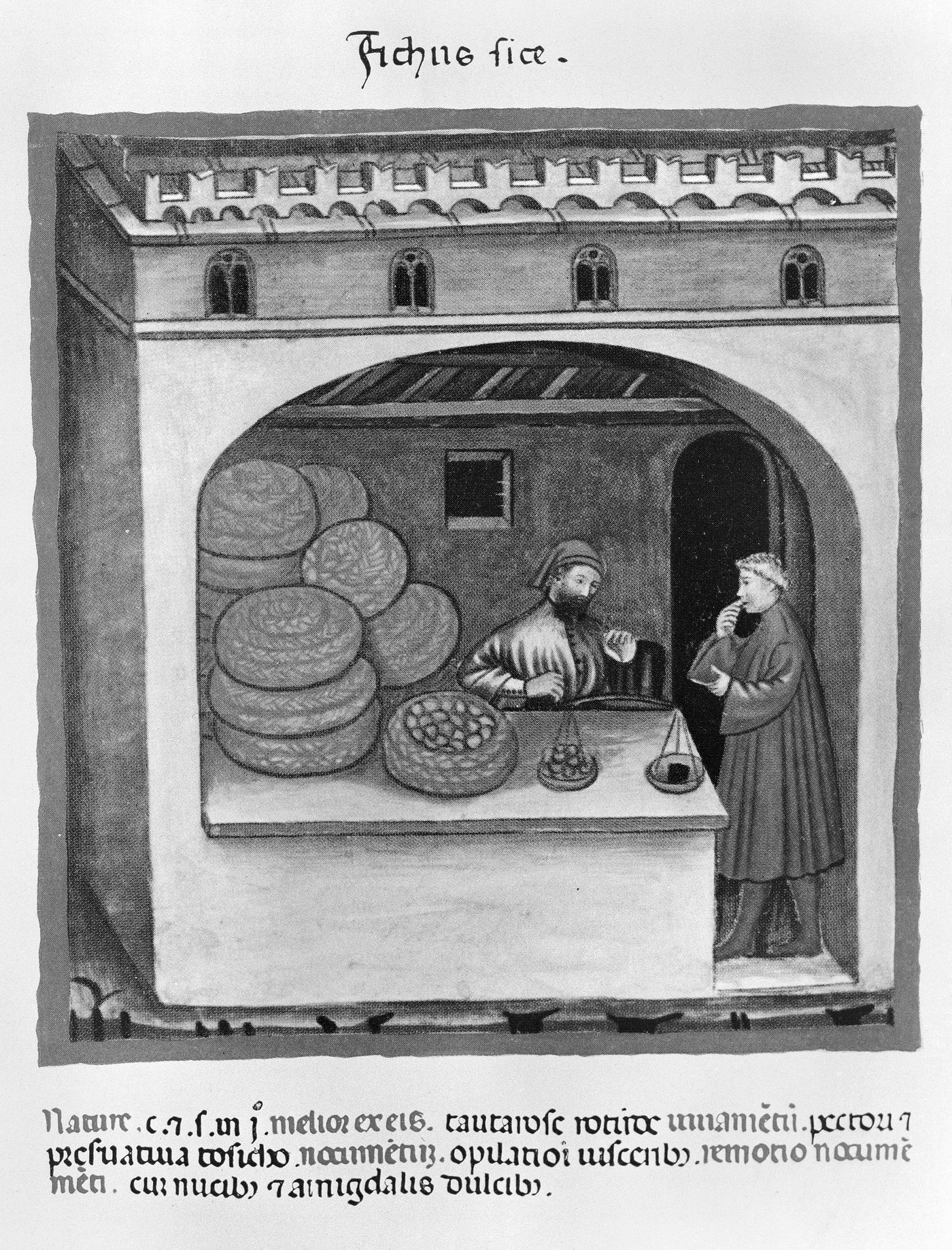 Apothecary dispensing medicine, from Tacuinum sanitatis